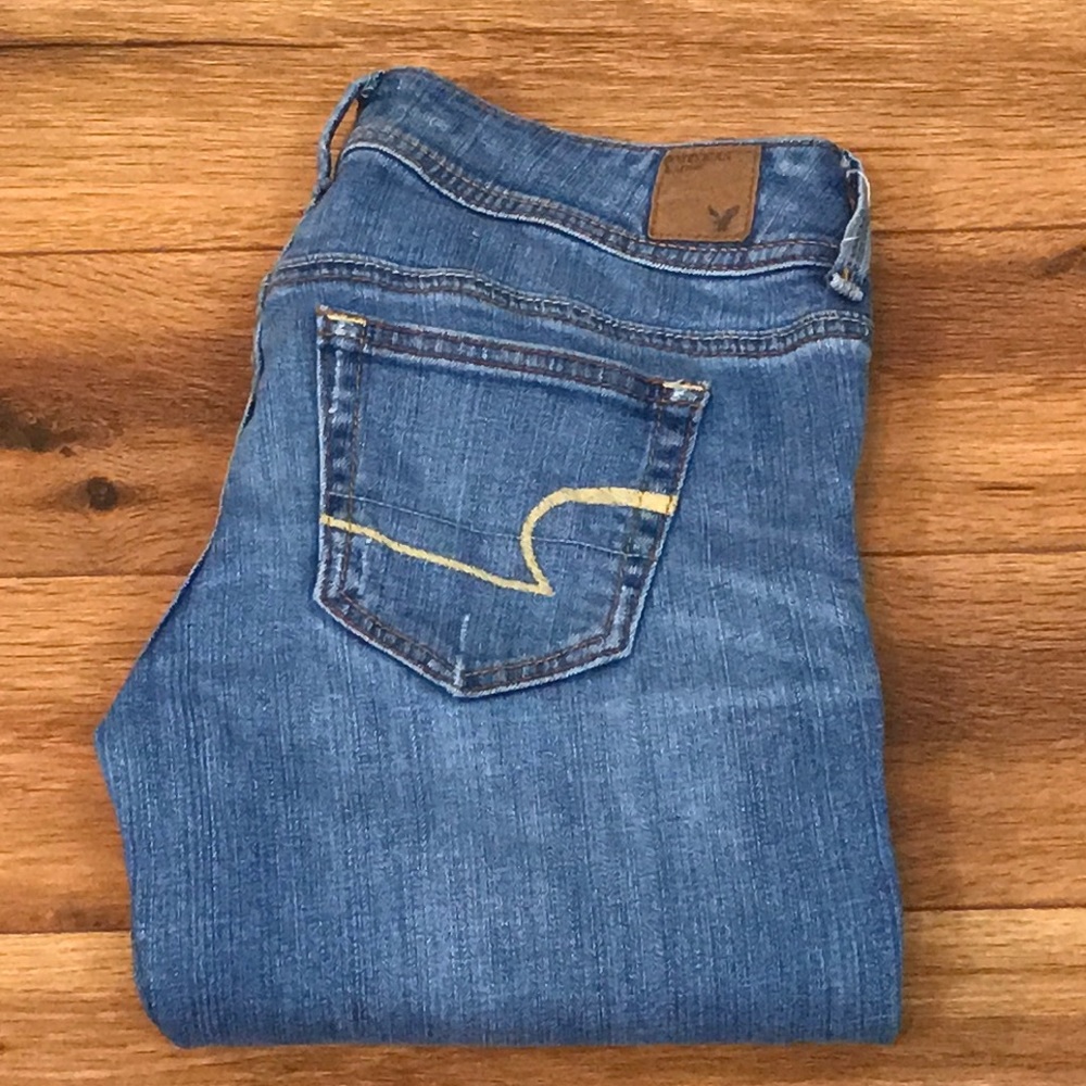 American Eagle light wash slim boot jean